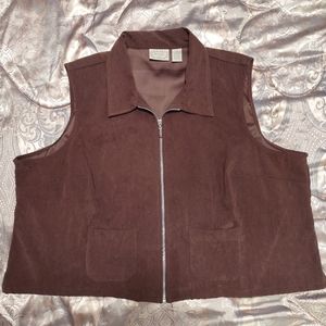 Khaki Rose Vintage Faux Suede Vest 3X